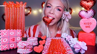 ASMR JELLY NOODLES CHOCOLATE COVERED OREOS KISS ME LOLLIPOP HEARTS MERINGUE COOKIES MUKBANG 먹방 [upl. by Namara216]