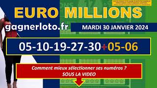 EUROMILLIONS COMBINAISON GAGNANTE MARDI 30 JANVIER 2024 [upl. by Wainwright849]