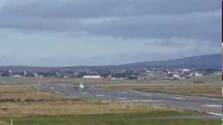 Stornoway Airport landing Flybe SAAB 340 Outer Hebrides Scotland [upl. by Caraviello]