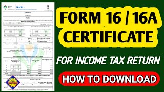 Form 16 16A Download Online  How to Download Form16 amp 16A  ITR Filing  Form 16  16A Generate [upl. by Affra]