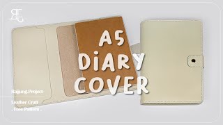 무료패턴ㅣFree Pattern A5 다이어리 커버 만들기  가죽공예 독학  A5 diary cover  Leather Craft [upl. by Peednas]