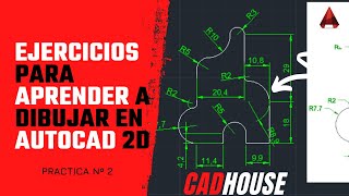 EJERCICIO PARA APRENDER A DIBUJAR EN AUTOCAD 2D PRACTICA Nº 2 [upl. by Mchail305]