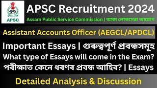 APSC Assistant Accounts Officer AEGCLAPDCL Important Essays [upl. by Ajnek]