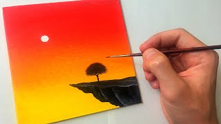 Easy Acrylic Sunset Painting for Beginners  Step by Step Tutorial [upl. by Raclima291]