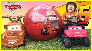 Disney Cars Toys GIANT EGG SURPRISE OPENING Lightning McQueen [upl. by Amlus]