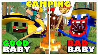 Minecraft Mobs  Monster School CAMPING BABY HUGGY AND ZOMBIE Minecraft Animation [upl. by Sej200]