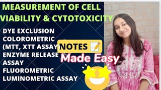 Measurement of Cell Viability and Cytotoxicity  Different Assays Notes 🤩 [upl. by Norag765]