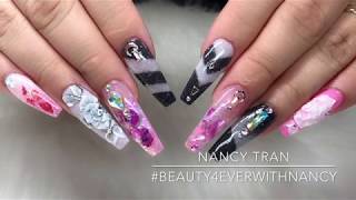 How to do easy dipping nails with seashells and crystal accent designs [upl. by Suivat592]