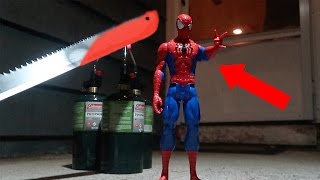 EXPERIMENT Glowing 1000 degree MACHETE VS SPIDERMAN [upl. by Balfore56]