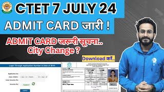 CTET July 2024 Admit Cards Out   CTET July ऐडमिट कार्ड आ गए  Admit Card 2024 link  PF STUDY [upl. by Eilyac]