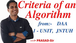 Criteria of an Algorithm  Introduction of Algorithms  DAA  1UNIT  PRASADSir [upl. by Elayor779]