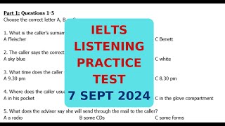 IELTS LISTENING PRACTICE TEST 7 SEPT 2024 [upl. by Nywles]