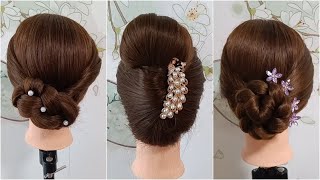 Elegant Hair Bun Tutorial  Step by Step Hairstyle Ideas [upl. by Ecinwahs]