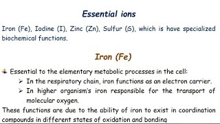 Inorganic Pharmaceutical Chemistry Essential Ions [upl. by Ecirbaf]