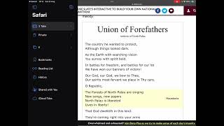 2109 National Anthem Of North Palau Called Union Of Forefathers [upl. by Angelique]