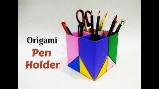 DIY Paper PenPencil holder  How to make Origami Pen Stand  Craftastic [upl. by Icyaj898]