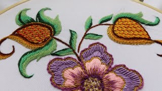 Hand Embroidery Crewel Work  Battlement Couching [upl. by Barry]