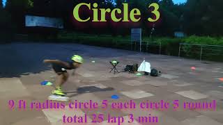 9ft radius circle 5 each circle 5 round total 25 lap time 3 min [upl. by Savvas]