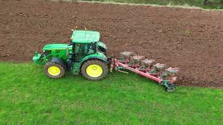 Ploughing in the Black Mountains John Deere 6155R and reversable plough filmed in 4k cinematic [upl. by Aleakam585]