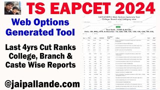 TS EAPCET 2024 College and branch wise web options generation tool [upl. by Beatrisa]