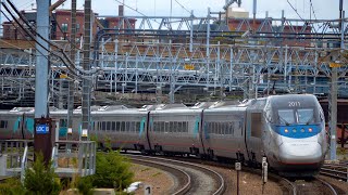 New Haven Line Afternoon Amtrak amp CTrail Trains  New Haven CT [upl. by Statis45]