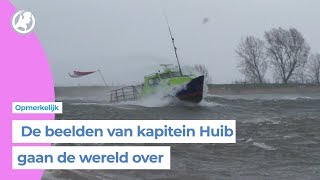 Schipper Huib Bijl gaat viral na trotseren storm in veerboot [upl. by Llorre]