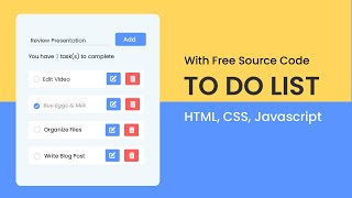 To Do List App With Javascript [upl. by Adnerad]