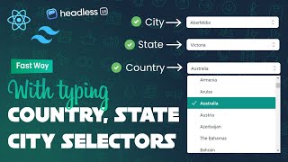 React Filterable Selectors  Country State City Using React js tailwind css amp headless ui [upl. by Inait]