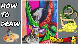 How to draw🎨 Cell vs Cell max🔥 from dragon ball  Easy way✨ cell cellmax dragonball drawing [upl. by Berthoud842]