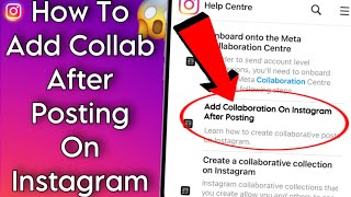 How To Add Collaboration In Instagram PostReel After Posting [upl. by Hurty]