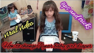 How to change 7 year baby girl daiperlchange 7 year old wearing diaperdiaper girl tips and tricks [upl. by Alur]