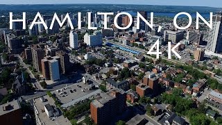 Downtown Hamilton Ontario Canada Aerial Drone View Ultra High Definition 4K [upl. by Latsirc]