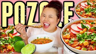 AUTHENTIC MEXICAN FOOD quotPOZOLEquot Mexican Pork and Hominy Stew MUKBANG 먹방 EATING SHOW [upl. by Fontes]