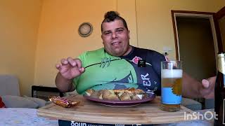 Tasty 🙂 Delicious Greek Dinner Mousakas 🥔Potatoes and 🍺Beer asmr ENJOY Talking 😊 [upl. by Fernando]