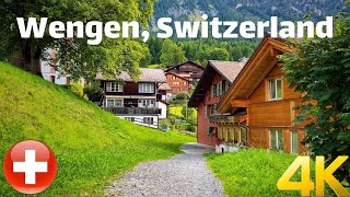 Walking tour in Wengen Lauterbrunner Switzerland 4K 60fps  Heavenly beautiful village [upl. by Fechter]