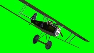 biplane Airplane fly by  free green screen  free use [upl. by Crisey]