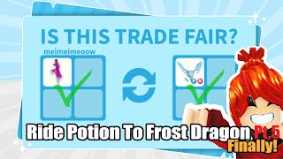 🥰TRADING RIDE POTION TO FROST DRAGON Pt5 OMG FINALLY😭 Adopt Me Trading Challenge [upl. by Lezned]