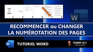 RECOMMENCER ou MODIFIER la NUMÉROTATION de page WORD  Tuto express [upl. by Salema]