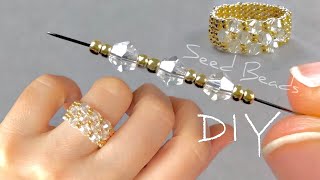 Easy Beaded Ring Tutorial Beaded Jewelry Making  DIY Seed Bead Rings [upl. by Refinnej]