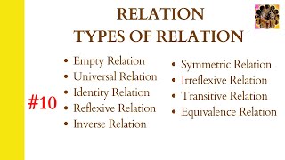 10 Relation and types of relation  Cartesian product  Reflexive Symmetric transitive relation [upl. by Chaing86]