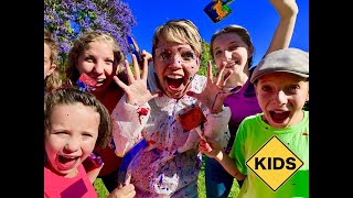 Learn English Words Paint Splatter with Sign Post Kids [upl. by Atnwahs632]