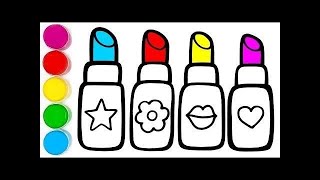 Cute Lipstick Drawing Coloring and Painting for Kids Toddlers  How to draw lipstick for kids easy [upl. by Steiner]