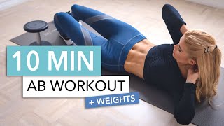 10 MIN ABS WITH WEIGHTS  for an extra strong core you can also use a bottle of water I Pamela Reif [upl. by Bortman]