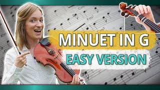 Minuet in G Easy Version in D Major  Easy Beginner Violin Play Along [upl. by Lenssen959]