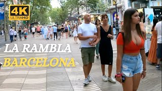 La Rambla  Barcelona  Spain  Walking Tour  4K [upl. by Cosette]