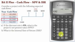 BA II Plus  Cash Flows 1 Net Present Value NPV and IRR Calculations  DCF [upl. by Primavera958]