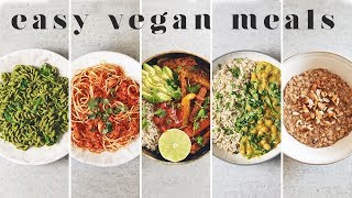 EASY AND DELICIOUS VEGAN MEALS  5 Simple Beginner Recipes [upl. by Lunn971]