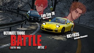 ULTIMATE TOUGE BATTLE  RX7 VS EVO IV  INITIAL D STYLE with Eurobeat  ASSETTO CORSA [upl. by Melisent]