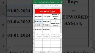 Networkdays Function In Excel ytshorts shorts rohitkvideos [upl. by Hellene]