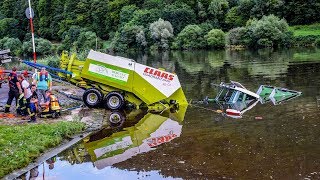 TRAKTOR amp BALLENPRESSE VERSINKEN IM NECKAR DLRG  FEUERWEHR  Spektakuläre Bergung [upl. by Ahse113]